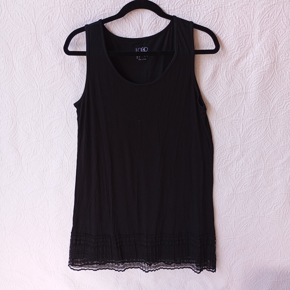 LOGO LAYERS Dresses & Skirts - LOGO LAYERS Women's Black Sleeveless Mesh Hem Dress, Small/Oversized